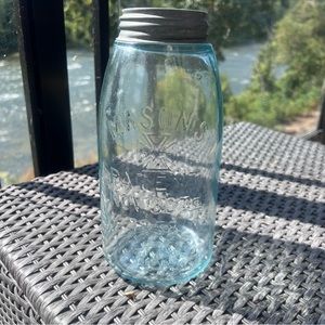 Mason's Patent Nov 30th 1858‎ Vintage Large Canning Storage Jar with Lid 1/2 Gal